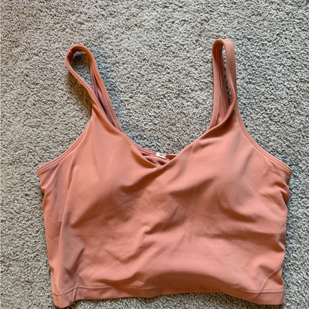 lululemon athletica align cropped tank w/built in bra spiced chai
